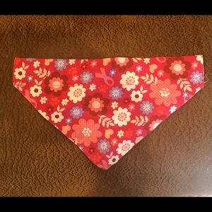 Pet over the collar scarf Pink with flowers and Breast Cancer Ribbons a Small